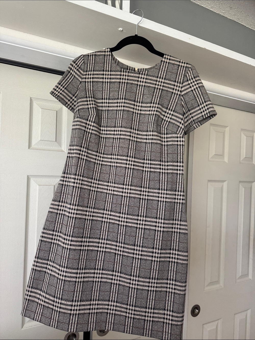 Calvin Klein Black and White Plaid Shift Dress